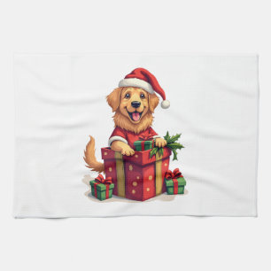 Golden Retriever Gift Wrap Tea Towel