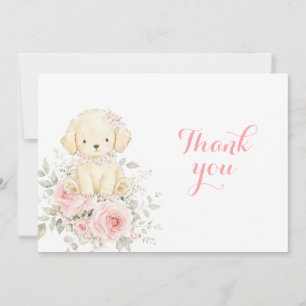 Golden Retriever Girl Baby Shower Floral Puppy Thank You Card