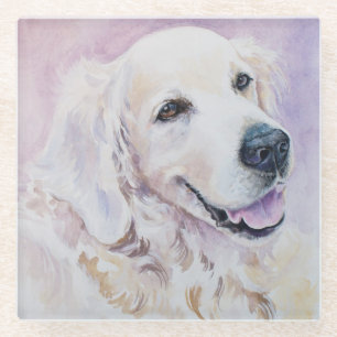 Golden retriever glass coaster