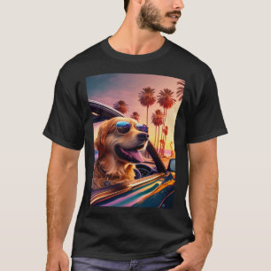 Golden Retriever  Glasses Car  Golden Retriever T-Shirt