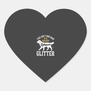 Golden Retriever Glitter Dog Hair Design Heart Sticker