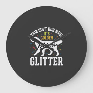 Golden Retriever Glitter Dog Hair Design Large Clock
