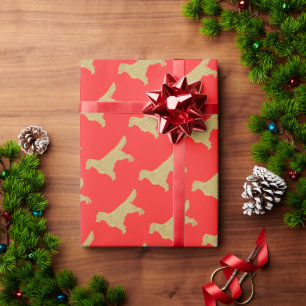 Golden retriever Gold glitter Wrapping Paper