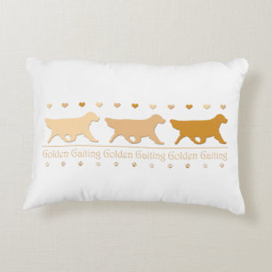 Golden Retriever, gold on white Decorative Cushion