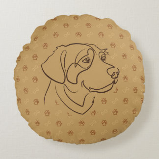 Golden Retriever Golden Pattern Round Cushion