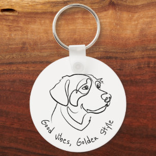 Golden Retriever - Good Vibes, Golden Style Key Ring