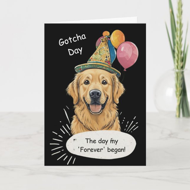 Golden Retriever Gotcha Day Celebration Card (Front)