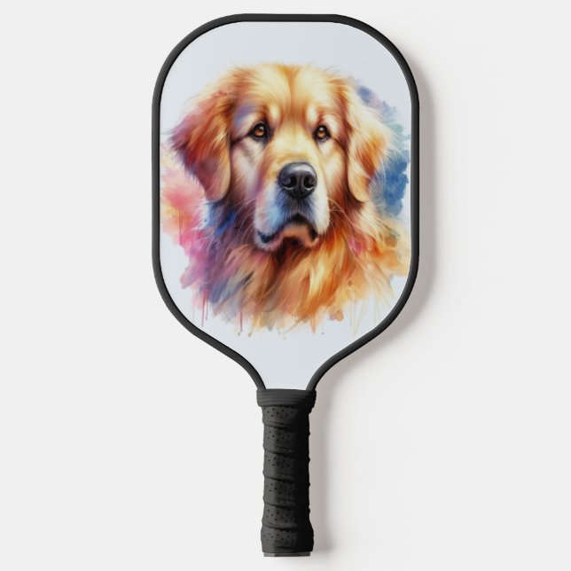 Golden Retriever Grace: Watercolor Elegance Pickleball Paddle (Front)