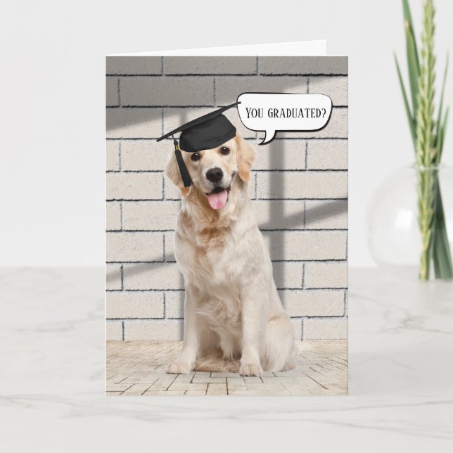 Golden Retriever Graduate On Brick Card (Front)