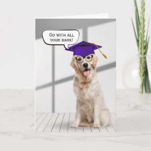Golden Retriever Graduate With Purple Cap Card