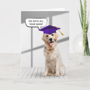 Golden Retriever Graduate With Purple Cap Card