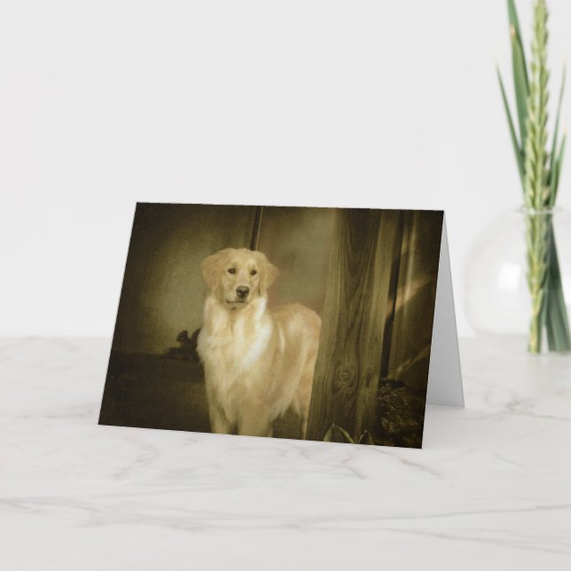 Golden Retriever Greeting Card Lady In Waiting (Front)