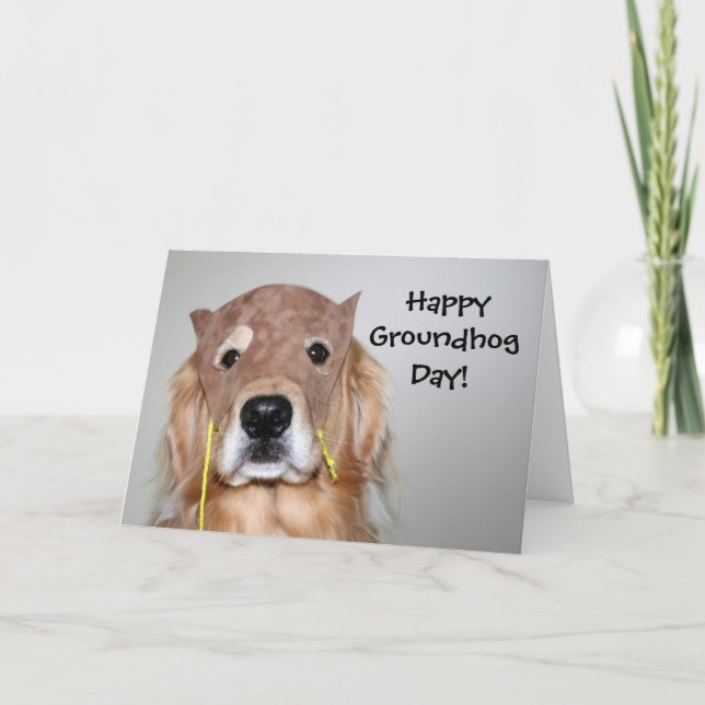 Golden Retriever Groundhog Day Card (Front)