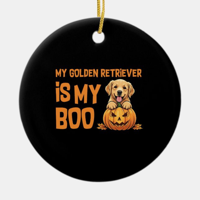 Golden Retriever Halloween Ceramic Ornament (Front)