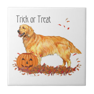 Golden Retriever Halloween Ceramic Tile