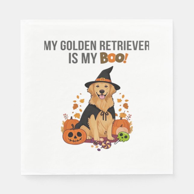 Golden Retriever Halloween Dog  My Golden Retrieve Napkin (Front)