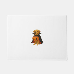 Golden Retriever Halloween Dog with Pumpkin Candy  Doormat