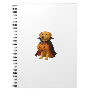 Golden Retriever Halloween Dog with Pumpkin Candy  Notebook