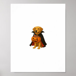 Golden Retriever Halloween Dog with Pumpkin Candy  Poster