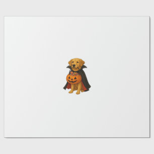Golden Retriever Halloween Dog with Pumpkin Candy Wrapping Paper