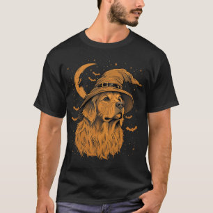 Golden Retriever Halloween Funny Cute Dog Mom Wiza T-Shirt
