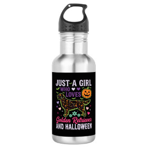 Golden Retriever Halloween Girl Pumpkin Dog Design 532 Ml Water Bottle