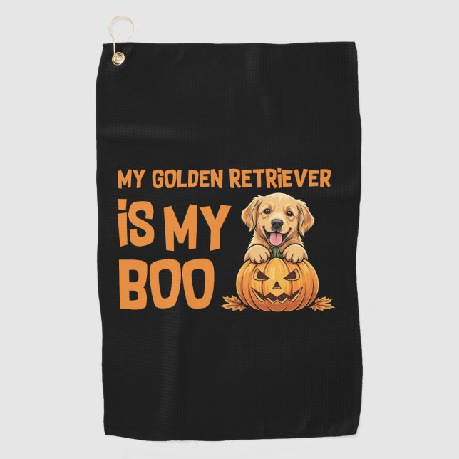 Golden Retriever Halloween Golf Towel (Front)