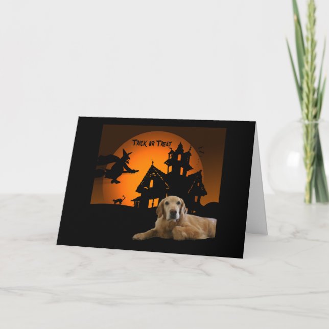 Golden Retriever Halloween Greeting Card (Front)