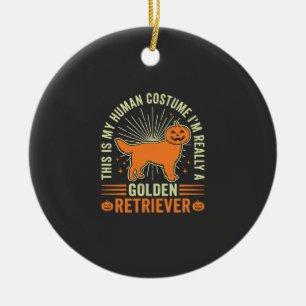 Golden Retriever Halloween Human Costume Vintage D Ceramic Ornament