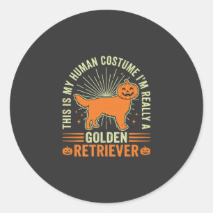 Golden Retriever Halloween Human Costume Vintage D Classic Round Sticker