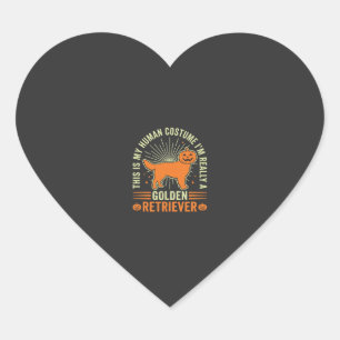 Golden Retriever Halloween Human Costume Vintage D Heart Sticker