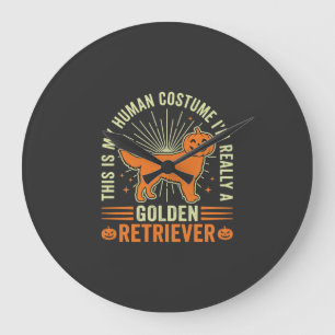 Golden Retriever Halloween Human Costume Vintage D Large Clock