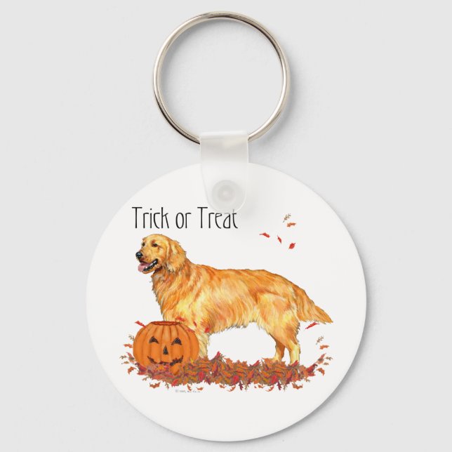 Golden Retriever Halloween Key Ring (Front)