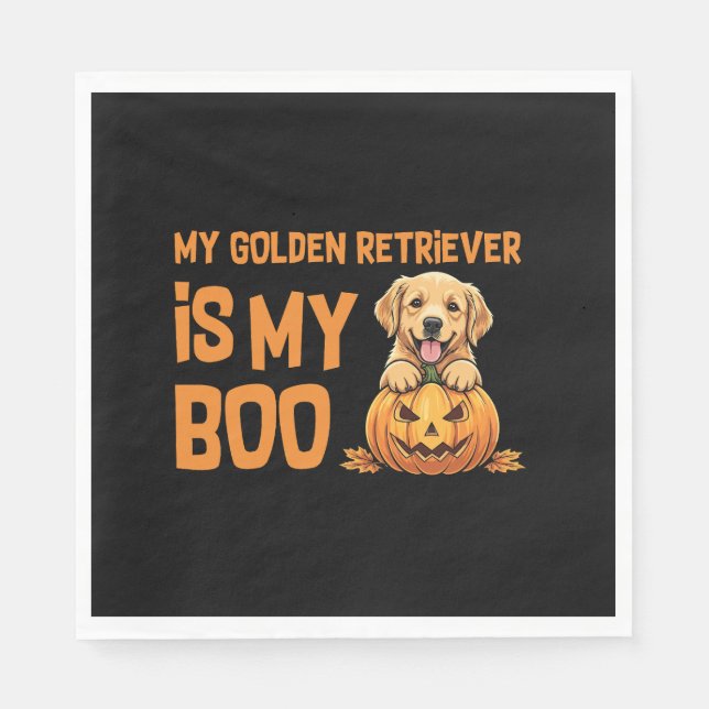 Golden Retriever Halloween Napkin (Front)