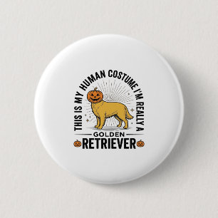 Golden Retriever Halloween Pumpkin Costume Design_ 6 Cm Round Badge