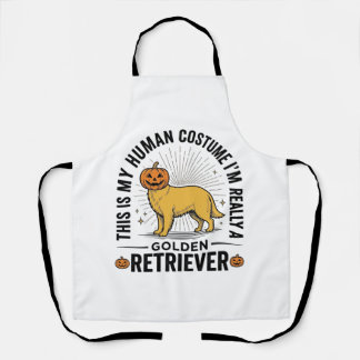 Golden Retriever Halloween Pumpkin Costume Design_ Apron