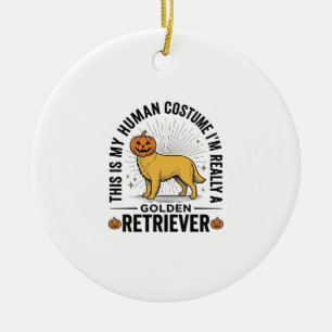 Golden Retriever Halloween Pumpkin Costume Design_ Ceramic Ornament