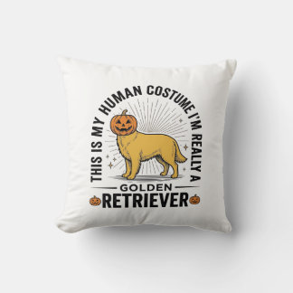 Golden Retriever Halloween Pumpkin Costume Design_ Cushion