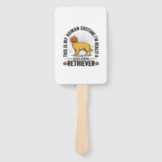 Golden Retriever Halloween Pumpkin Costume Design_ Hand Fan