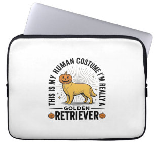 Golden Retriever Halloween Pumpkin Costume Design_ Laptop Sleeve
