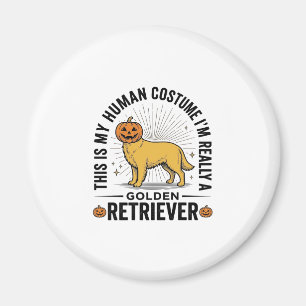 Golden Retriever Halloween Pumpkin Costume Design_ Magnet