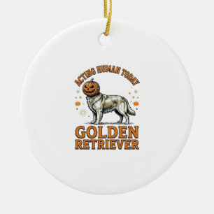 Golden Retriever Halloween Pumpkin Dog Costume Shi Ceramic Ornament