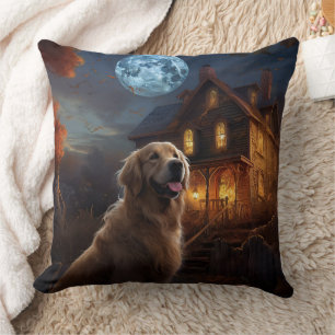 Golden Retriever Halloween Scary Cushion