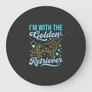 Golden Retriever Halloween Skull Pattern Dog Lover Large Clock