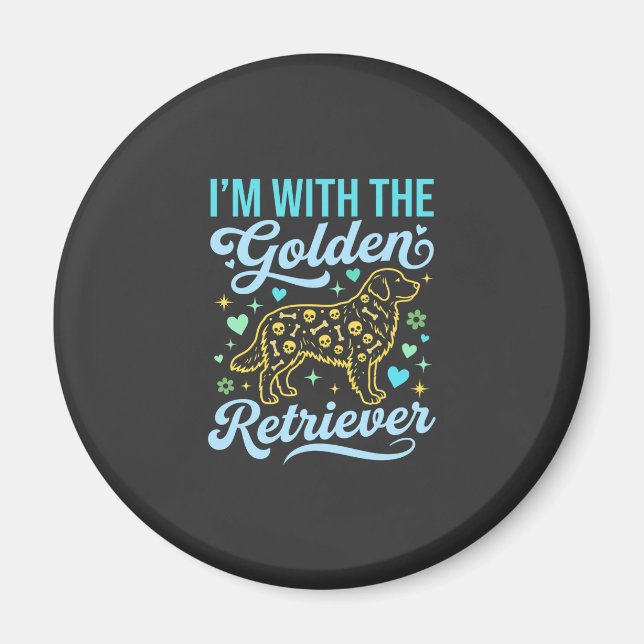 Golden Retriever Halloween Skull Pattern Dog Lover Magnet (Front)