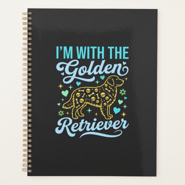 Golden Retriever Halloween Skull Pattern Dog Lover Planner (Front)