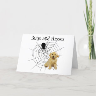 Golden Retriever Halloween Spider Greeting Card