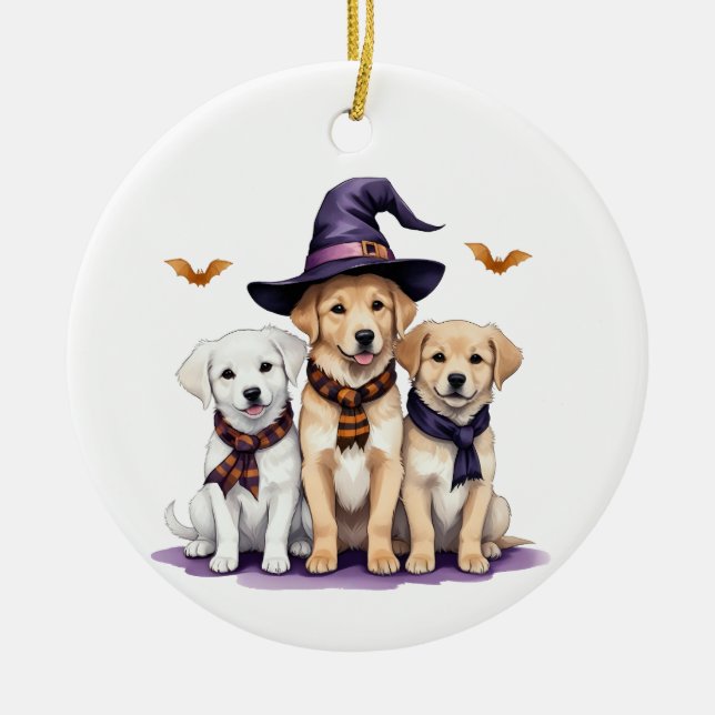Golden Retriever Halloween Spooky Dog Halloween  Ceramic Ornament (Front)