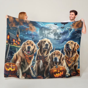 Golden Retriever Halloween Spooky  Fleece Blanket