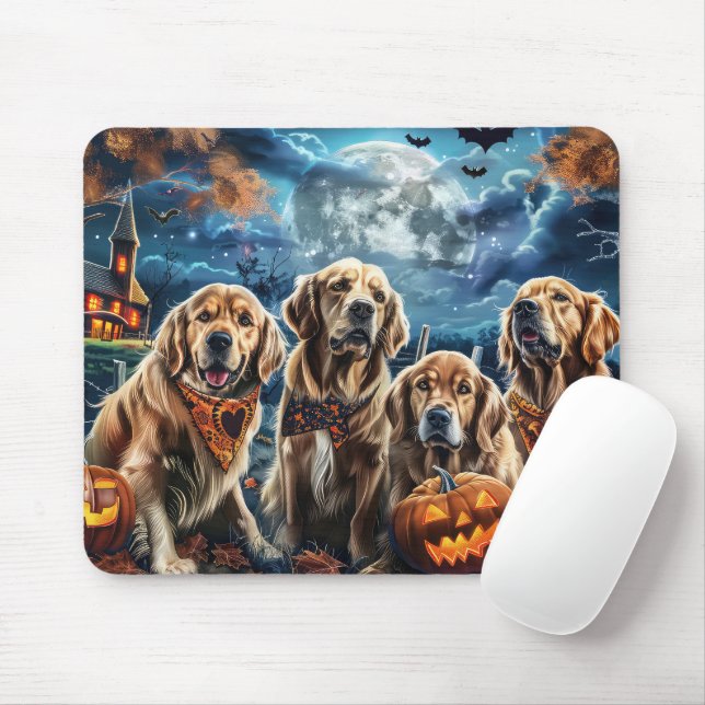 Golden Retriever Halloween Spooky  Mouse Pad (With Mouse)